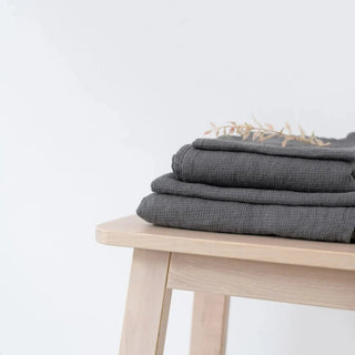 Charcoal Linen Fine Waffle Towel - Linen Tales B2B 