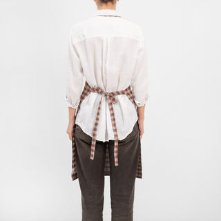 Chocolate Gingham Linen Daily Apron - Linen Tales B2B 3