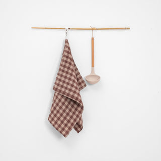Chocolate Gingham Linen Kitchen Towel - Linen Tales B2B 