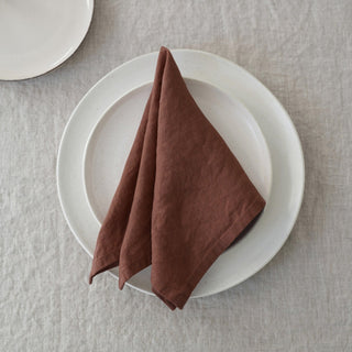 Chocolate Lightweight Linen Napkins Set of 2 - Linen Tales USA 