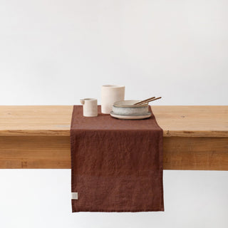 Chocolate Lightweight Linen Table Runner - Linen Tales B2B 