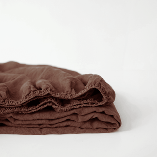 Chocolate Linen Fitted Sheet - Linen Tales B2B 