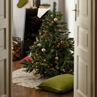 Christmas Green Linen Cushion Cover - Linen Tales USA 4