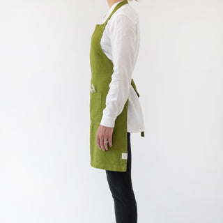 Christmas Green Linen Daily Apron - Linen Tales B2B 