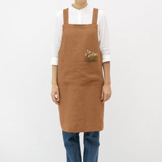 Clay Linen Crossback Apron - Linen Tales B2B 