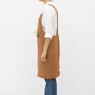 Clay Linen Crossback Apron - Linen Tales B2B 