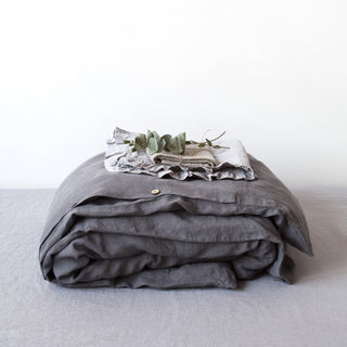 Dark Grey Linen Duvet Cover - Linen Tales B2B 1