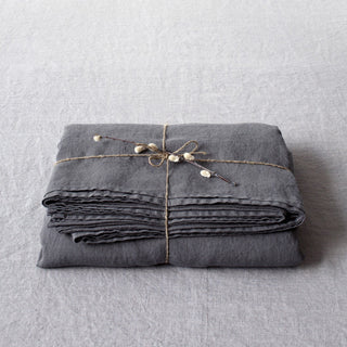 Dark Grey Linen Flat Sheet - Linen Tales B2B 
