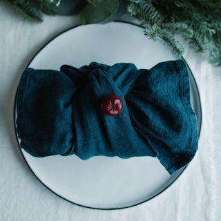 Deep Water Linen Napkins Set of 2 - Linen Tales B2B 4