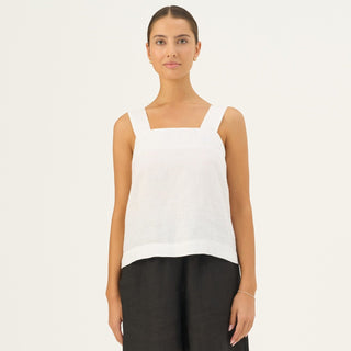 Optical White Linen Polka Top 1
