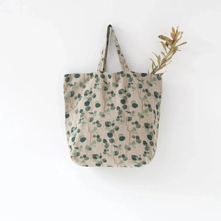 Eucalyptus on Natural Linen Big Bag - Linen Tales B2B 