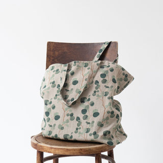 Eucalyptus on Natural Linen Big Bag - Linen Tales B2B 