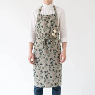 Eucalyptus on Natural Linen Chef Apron - Linen Tales B2B 