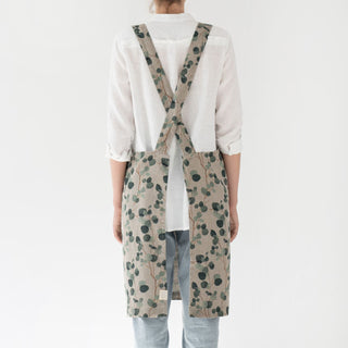 Eucalyptus on Natural Linen Crossback Apron - Linen Tales B2B 3