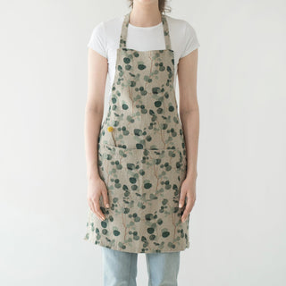 Eucalyptus on Natural Linen Daily Apron - Linen Tales B2B 