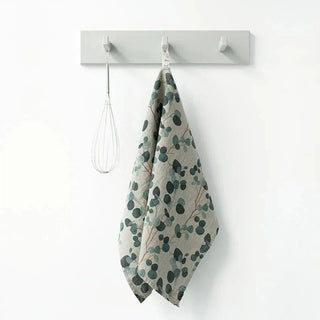 Eucalyptus on Natural Linen Kitchen Towel - Linen Tales B2B 