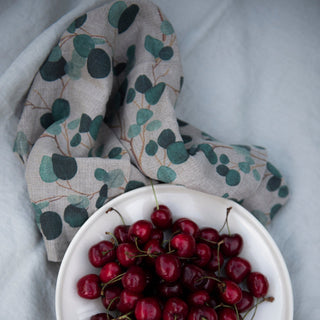 Eucalyptus on Natural Linen Napkins Set of 2 - Linen Tales B2B 
