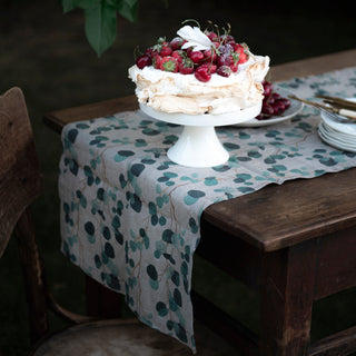 Eucalyptus on Natural Linen Table Runner - Linen Tales B2B 