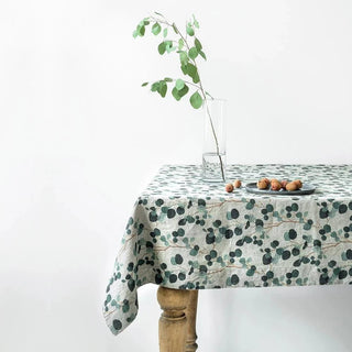 Eucalyptus on Natural Linen Tablecloth - Linen Tales B2B 