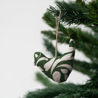 Evergreen Damask Christmas Tree Decorations Set of 4 - Linen Tales USA 7