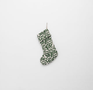 Evergreen Damask Linen Christmas Stocking - Linen Tales Global 2