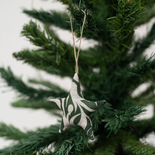 Evergreen Damask Linen Christmas Tree Decorations Set of 4 - Linen Tales USA 4