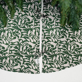 Evergreen Damask Linen Christmas Tree Skirt - Linen Tales USA 6
