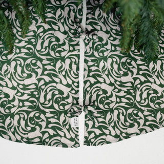 Evergreen Damask Linen Christmas Tree Skirt - Linen Tales USA 4