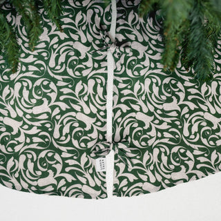 Evergreen Damask Linen Christmas Tree Skirt - Linen Tales Global 2