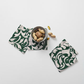 Evergreen Damask Linen Coasters Set of 4 - Linen Tales B2B 