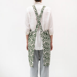 Evergreen Damask Linen Crossback Apron - Linen Tales B2B 3