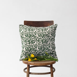 Evergreen Damask Linen Cushion Cover - Linen Tales B2B 