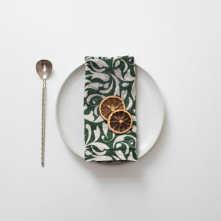 Evergreen Damask Linen Napkins Set of 2 - Linen Tales B2B 