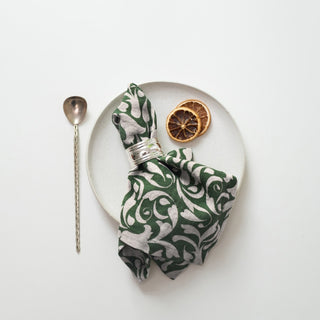 Evergreen Damask Linen Napkins Set of 2 - Linen Tales B2B 