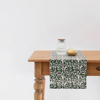 Evergreen Damask Linen Table Runner - Linen Tales B2B 2