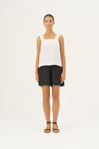 Optical White Linen Polka Top 2
