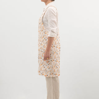 Fall Watercolor Linen Crossback Apron - Linen Tales B2B 