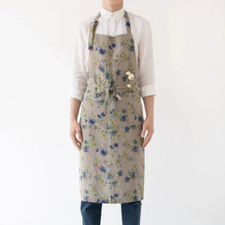 Flowers on Natural Linen Chef Apron - Linen Tales B2B 