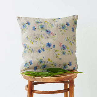 Flowers on Natural Linen Cushion Cover - Linen Tales B2B 