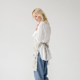 Flowers on Natural Linen Daily Apron - Linen Tales B2B 