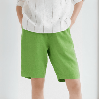 Foliage Green Linen Cumin Shorts - Linen Tales B2B 