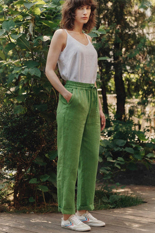 Foliage Green Linen Octave Pants - Linen Tales 