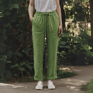 Foliage Green Linen Octave Pants - Linen Tales 