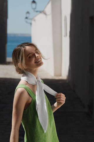 Foliage Green Linen Polka Top - Linen Tales B2B 