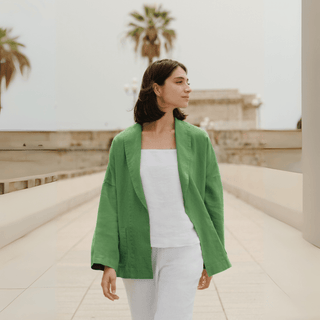Foliage Green Linen Sonata Jacket - Linen Tales B2B 