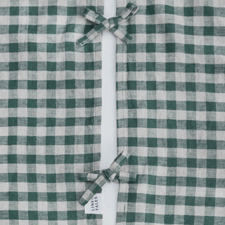 Forest Green Gingham Linen Christmas Tree Skirt - Linen Tales B2B 4