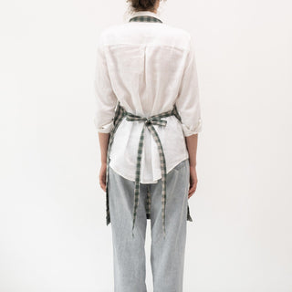 Forest Green Gingham Linen Daily Apron - Linen Tales B2B 3