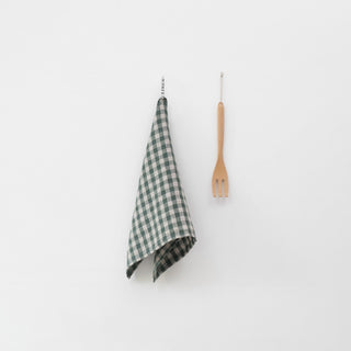 Forest Green Gingham Linen Kitchen Towel - Linen Tales B2B 