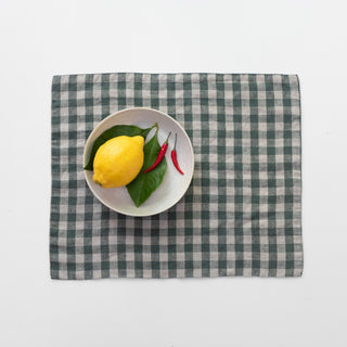 Forest Green Gingham Linen Placemat - Linen Tales B2B 