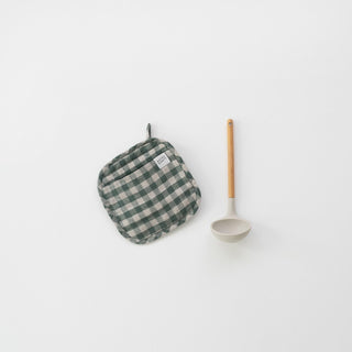 Forest Green Gingham Linen Potholder - Linen Tales B2B 